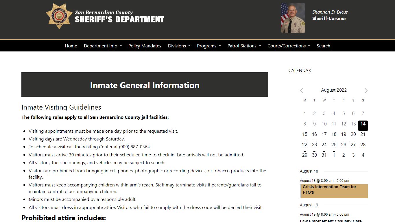 Inmate General Information – San Bernardino County Sheriff ...